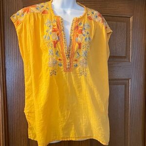 Johnny Was Yellow Embroidered Tunic